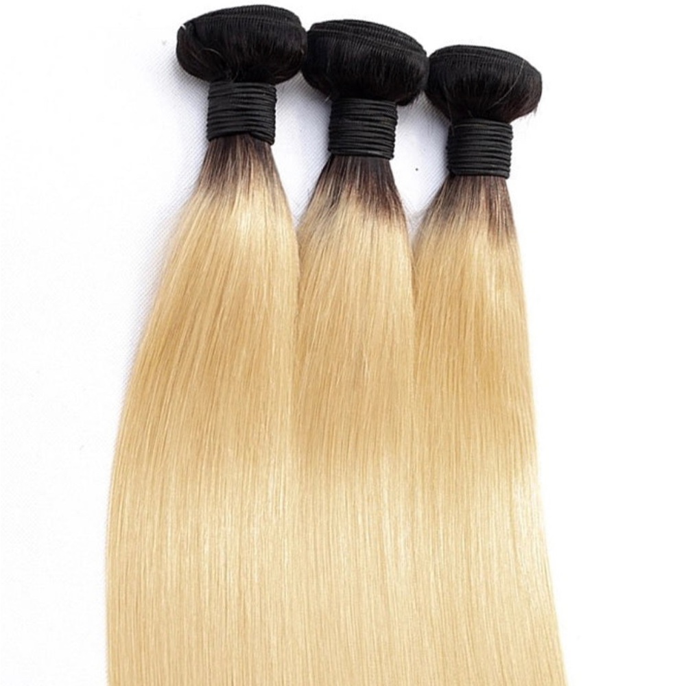 Blonde Bombshell bundles with dark roots 100% human